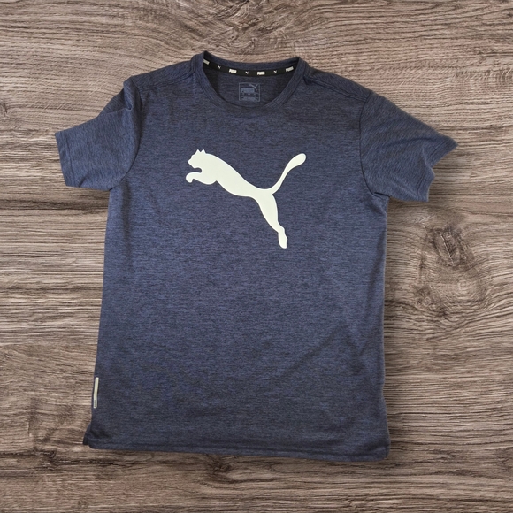 ⭐️Puma Blue T-Shirt with White Logo - Picture 1 of 4
